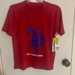 NWT Us Polo Boys Youth S Small 6/7 Short Sleeve Rashguard Red UPF 50 protection